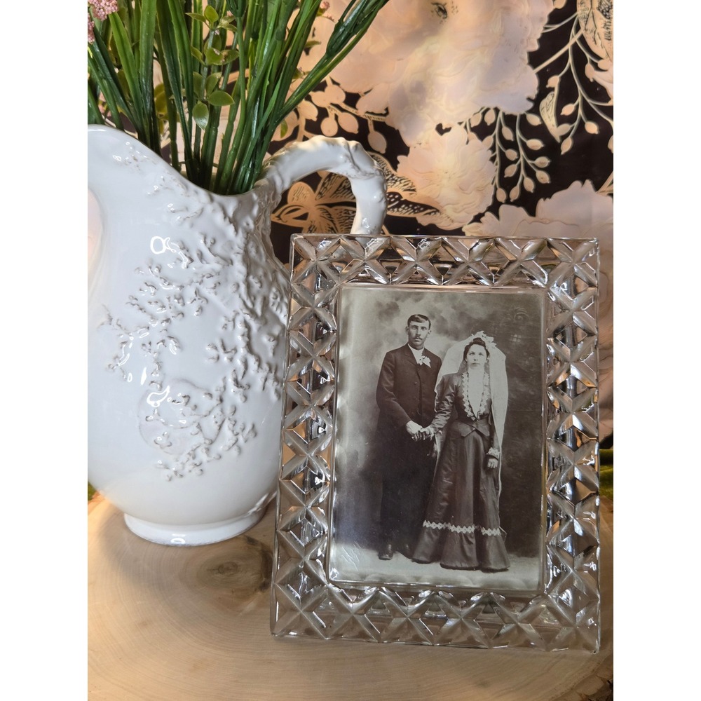 Rosenthal German Cut Glass Photo‎ Frame Diamond Cut Elegant Tabletop Display